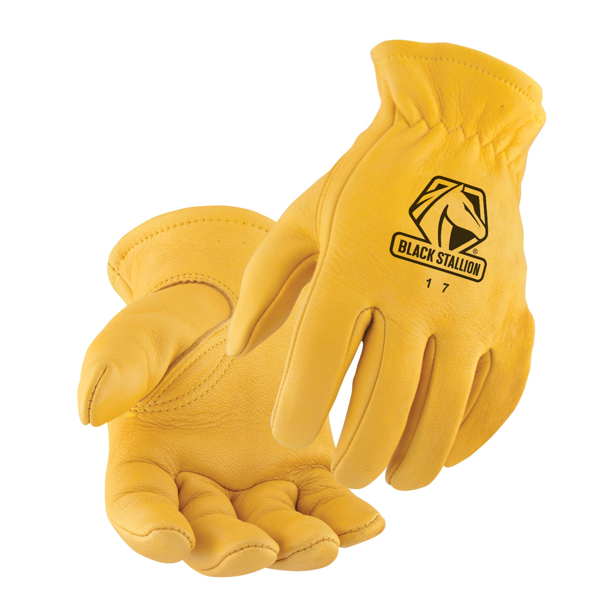 Black Stallion 17 Top Grain Elkskin Elastic Wrist DRIVER'S Style Gloves