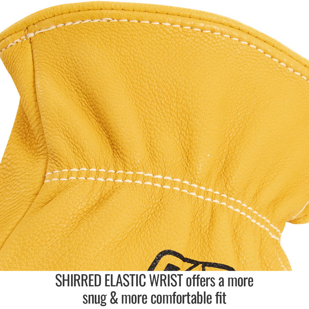 Shirred Elastic Wrist offers a more snug & more comfortable fit — Black Stallion 18DP style gloves