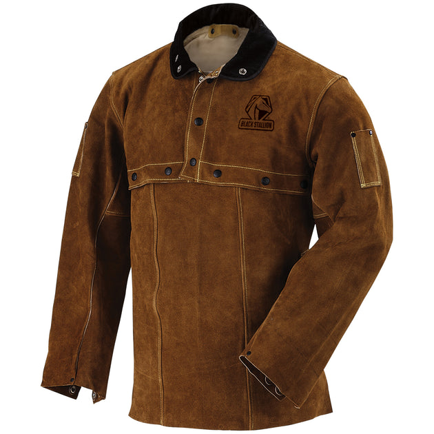 Black Stallion 214CS Side Split Cowhide Leather Cape Sleeve & 14 Inch Bib (Set)