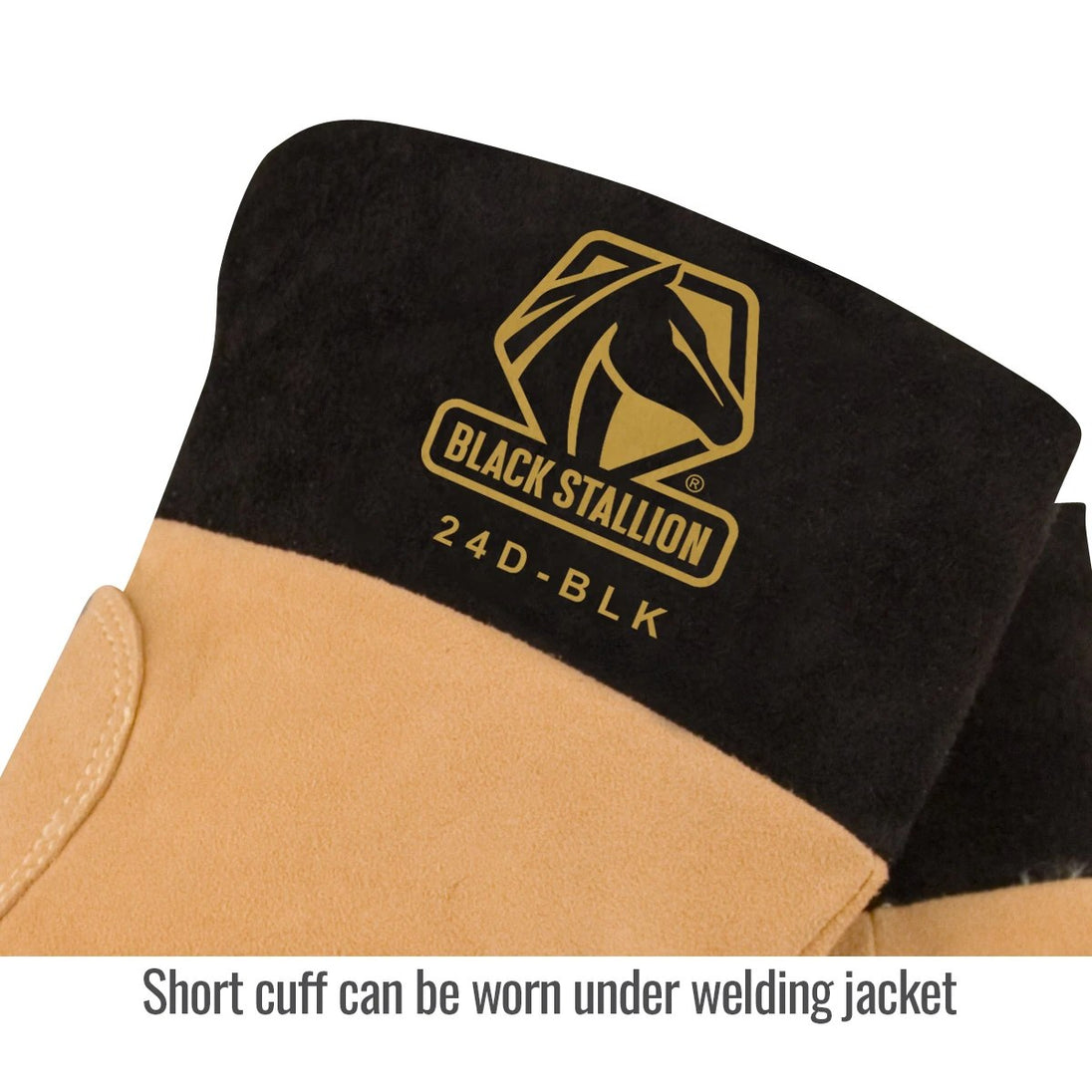 Short cuff can be worn under welding jacket — Black Stallion 24D-BLK welding gloves