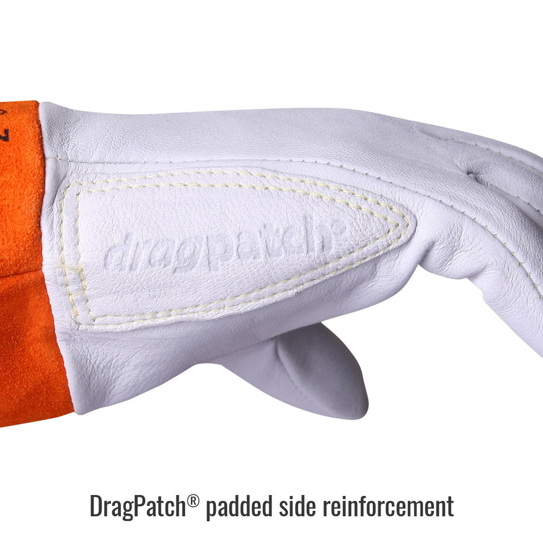 DragPatch® padded side reinforcement — Black Stallion 24K welding gloves