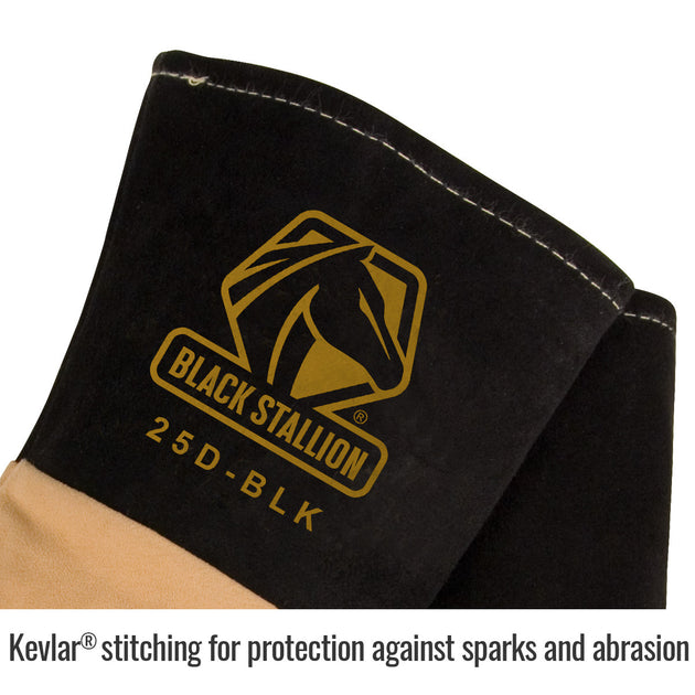 Kevlar® stitching for protection against sparks and abrasion — Black Stallion 25D-BLK welding gloves