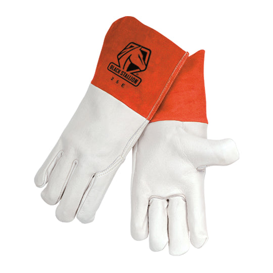 Black Stallion 25E Grain Cowhide Long Cuff MIG Welding Gloves