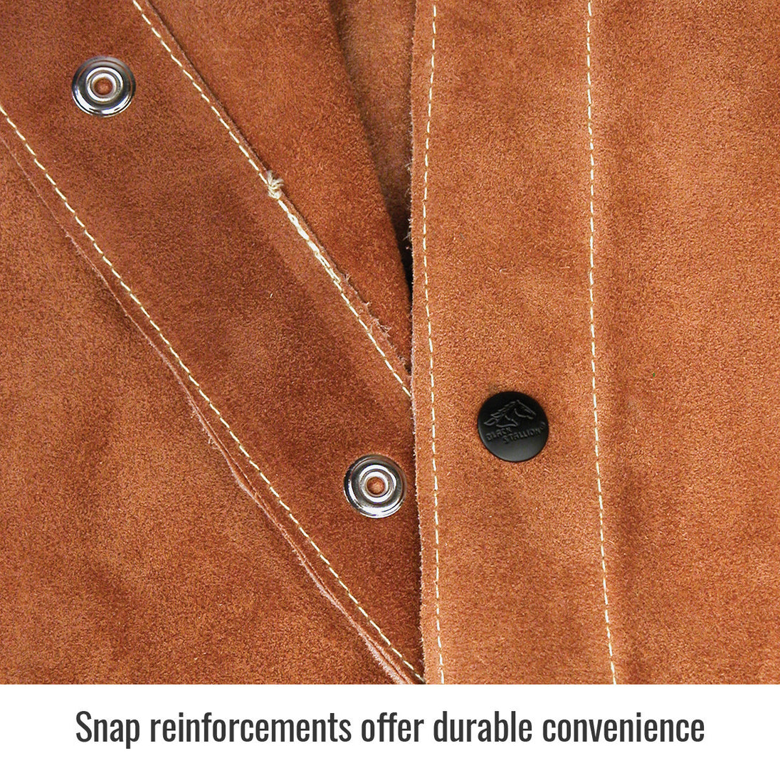 Snap reinforcements offer durable convenience — Black Stallion 30WC welding jacket