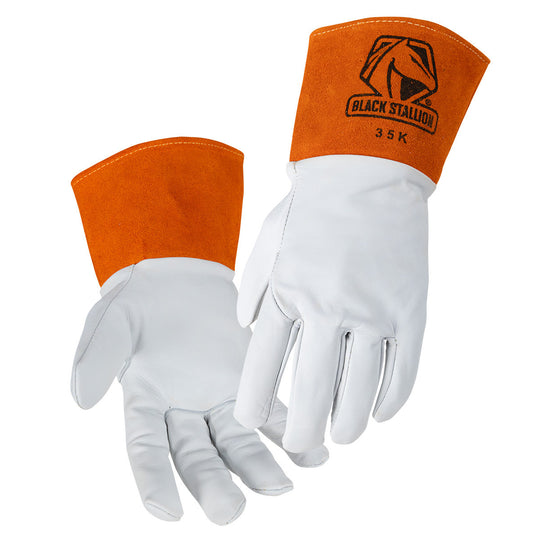 Black Stallion 35K Top Grain Kidskin Long Cuff TIG Welding Gloves