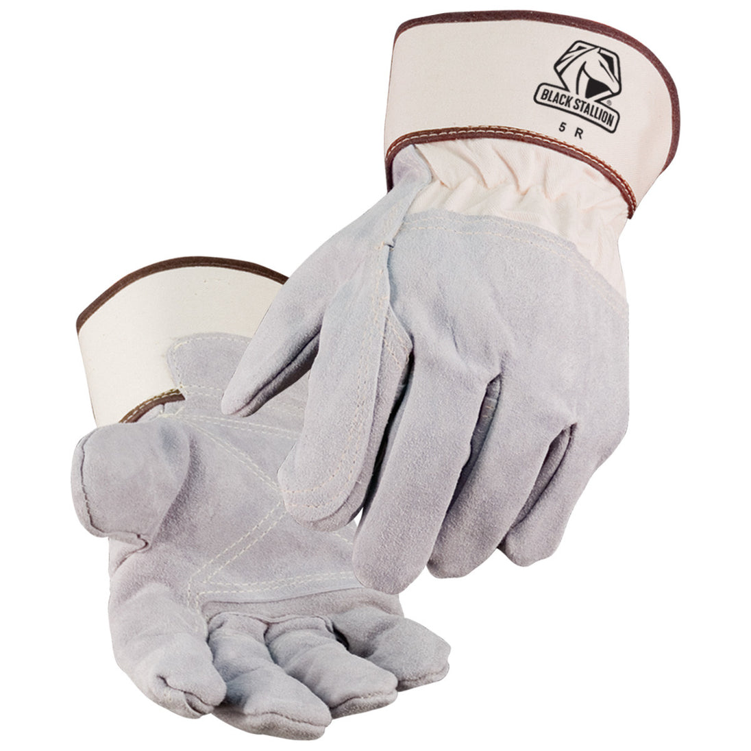 Black Stallion 5R Side Split Cowhide Double Palm Heavy Duty Leather Palm Work Gloves