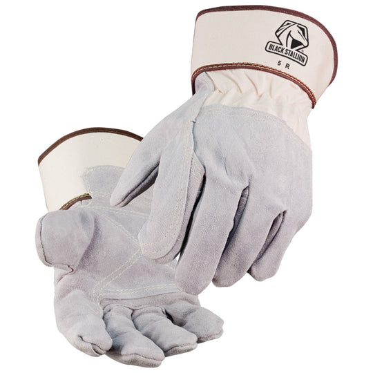 Black Stallion 5R Side Split Cowhide Double Palm Heavy Duty Leather Palm Work Gloves