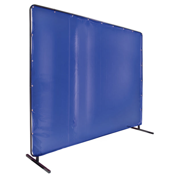 Black Stallion 6X10VF1-BLU 14 Mil 6' x 10' Blue Saf-Vu 1 Panel Welding Screen & Frame Set