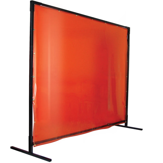 Black Stallion 6X8VSQF1-ORA 14 Mil 6' x 8' Orange Saf-Vu 1 Panel Welding Screen & QuickFrame Set