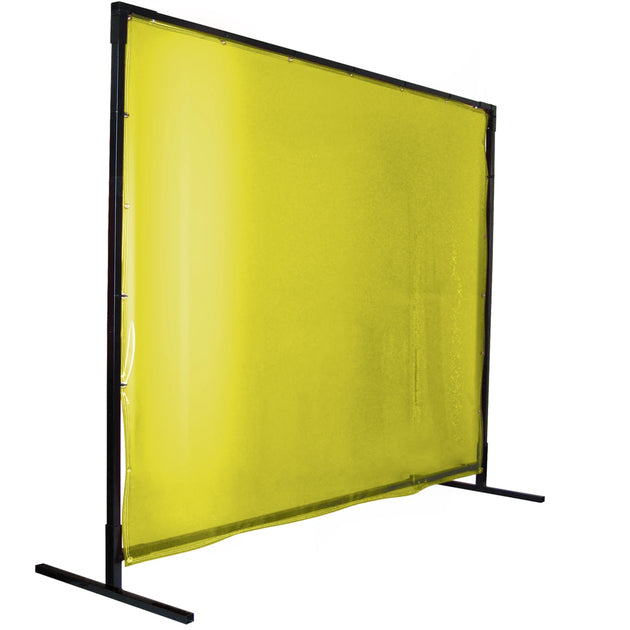 Black Stallion 6X10VSQF1-YEL 14 Mil 6' x 10' Yellow Saf-Vu 1 Panel Welding Screen & QuickFrame Set