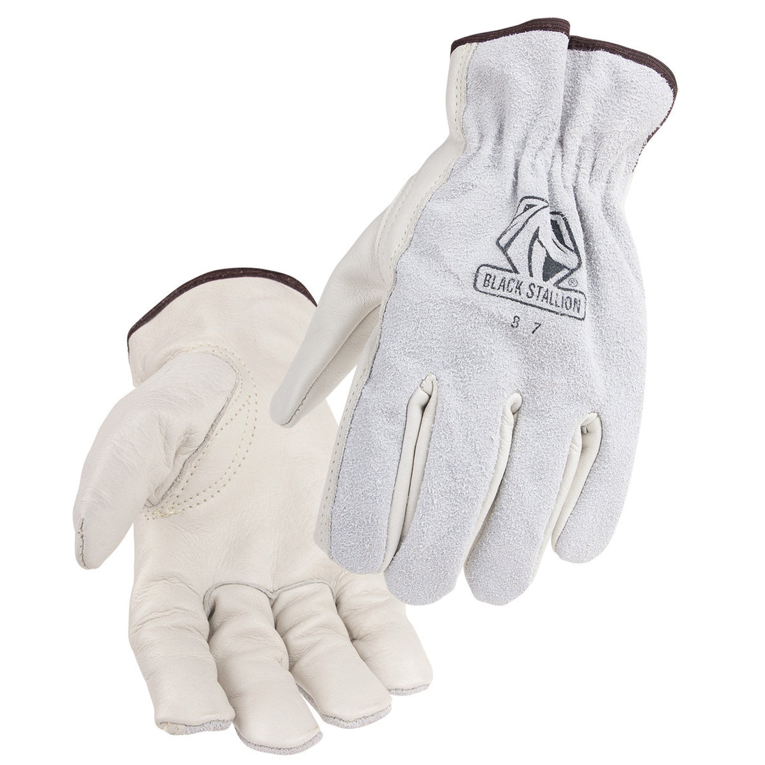 Black Stallion 87 Grain/Split Cowhide Elastic Wrist DRIVER'S Style Gloves