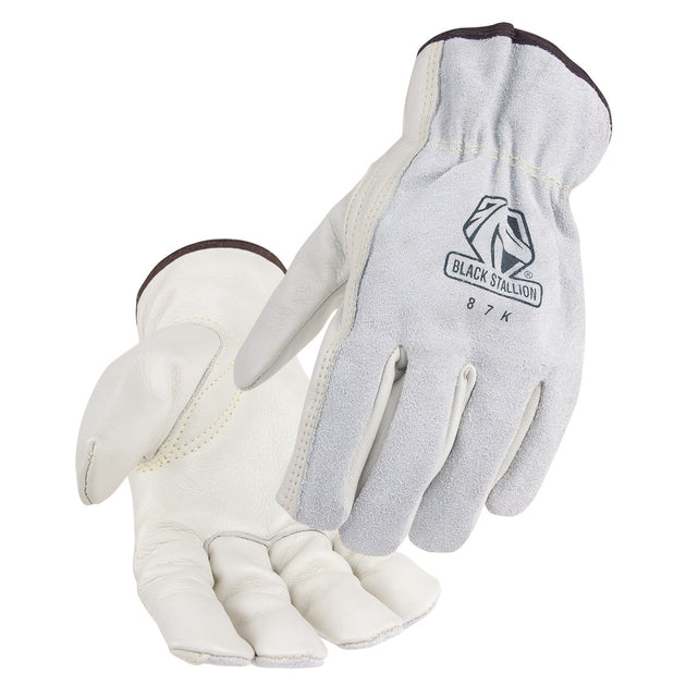 Black Stallion 87K Grain/Split Cowhide Kevlar® Sewn DRIVER'S Style Gloves