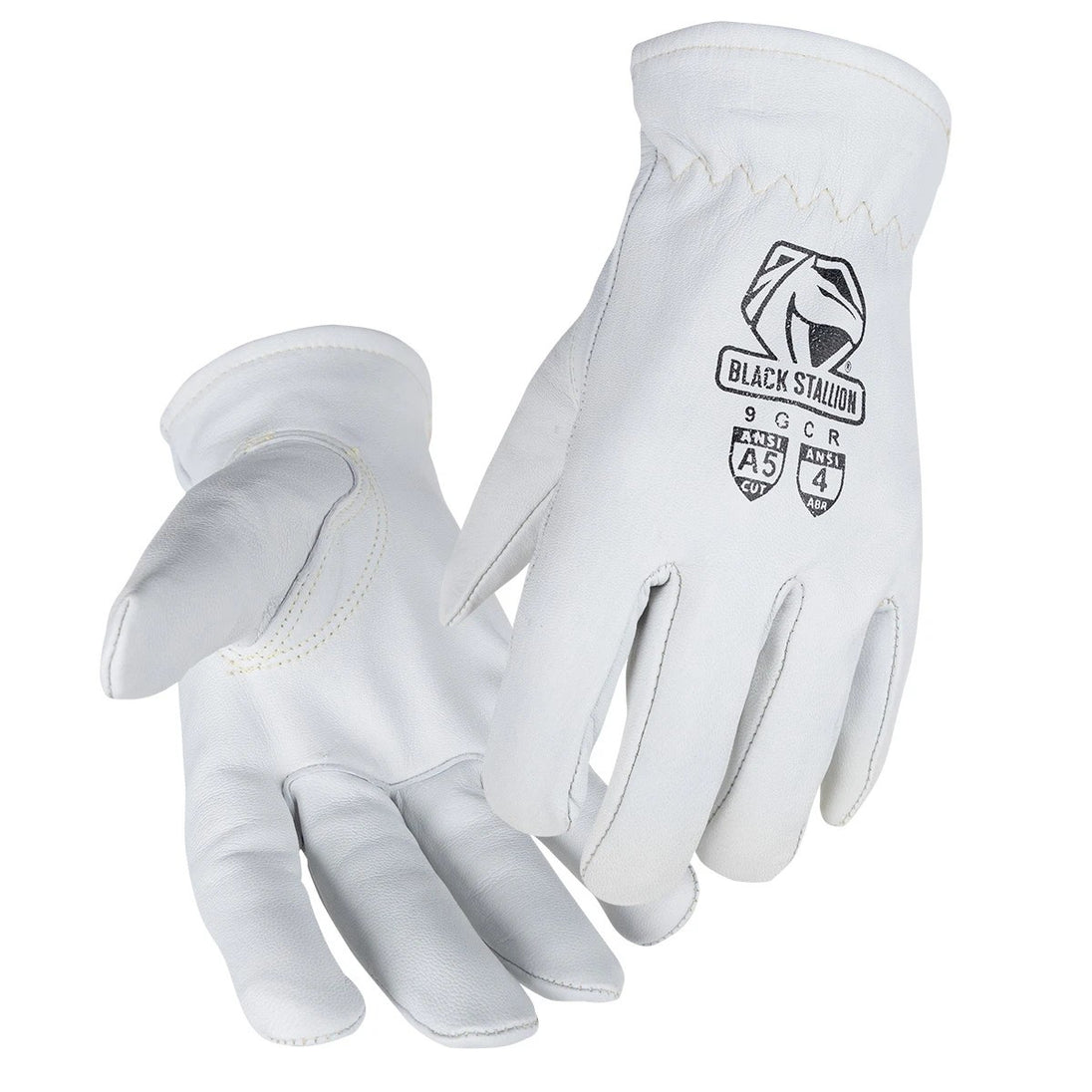 Black Stallion 9GCR Top Grain Goatskin Elastic Wrist DRIVER'S Style Gloves ANSI Cut A5
