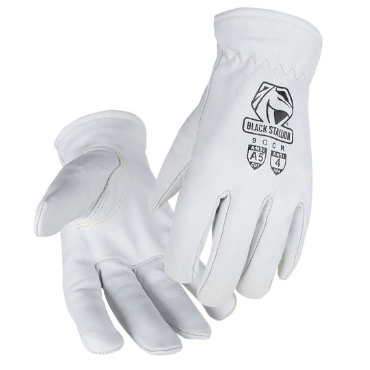 Black Stallion 9GCR Top Grain Goatskin Elastic Wrist DRIVER'S Style Gloves ANSI Cut A5