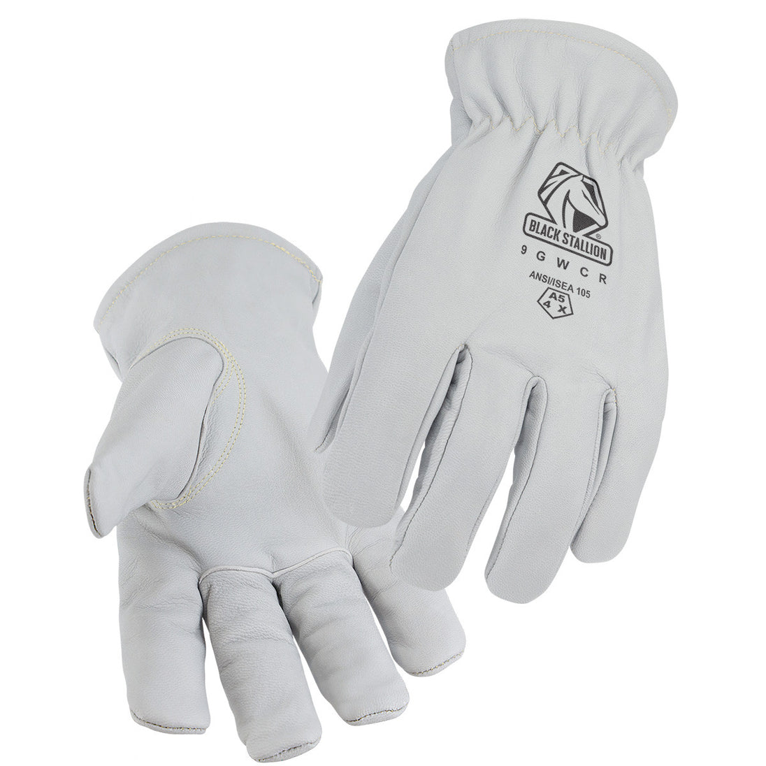 Black Stallion 9GWCR Top Grain Goatskin Elastic Wrist DRIVER'S Style Gloves ANSI Cut A5, Cotton Fleece