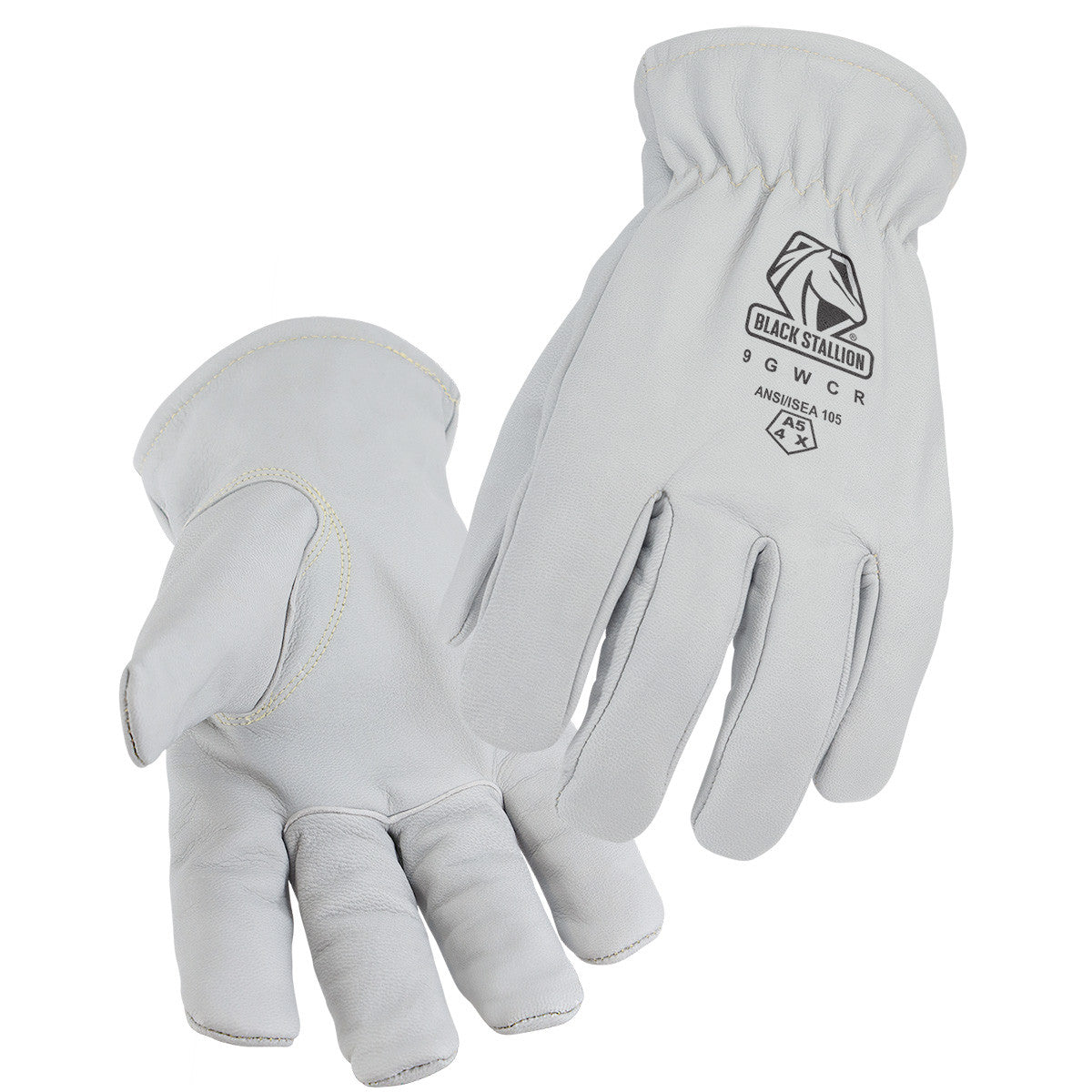 Black Stallion 9GWCR Top Grain Goatskin Elastic Wrist DRIVER'S Style Gloves ANSI Cut A5, Cotton Fleece