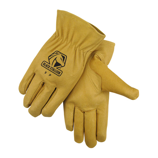 Black Stallion 9P Grain Pigskin Elastic Wrist DRIVER'S Style Gloves