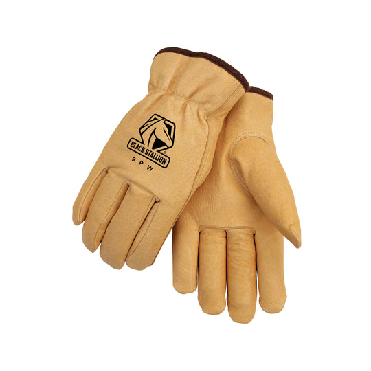 Black Stallion 9PW Grain Pigskin Elastic Wrist Insulated DRIVER'S Style Gloves