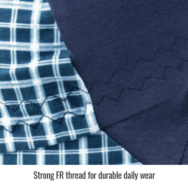 Black Stallion AH1730-BL FR Cotton Welding Cap With Hidden Bill Extension, Blue Plaid, detail view 1