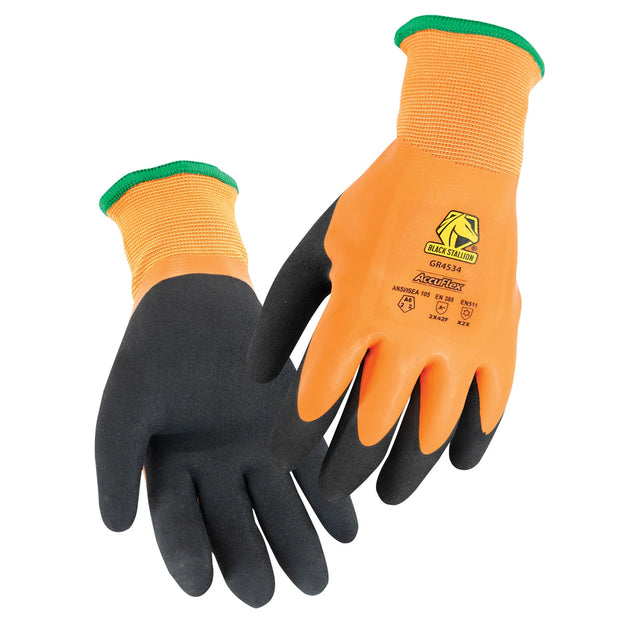 Black Stallion GR4534-OB A6 Cut-Resistant Thermal Double Latex Coated Terry-Lined 15G HPPE Knit Glove