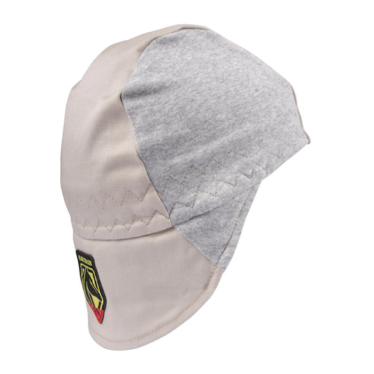 Black Stallion AH1630-GS FR Cotton Welding Cap With Hidden Bill Extension, Gray/Stone Khaki