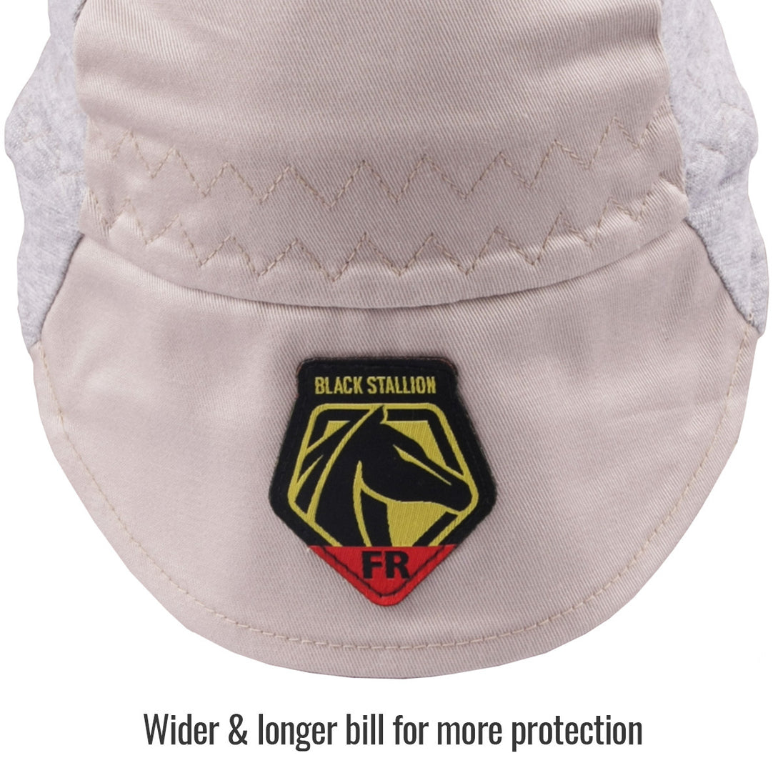 Wider & longer bill for more protection — Black Stallion AH1630-GS welding cap