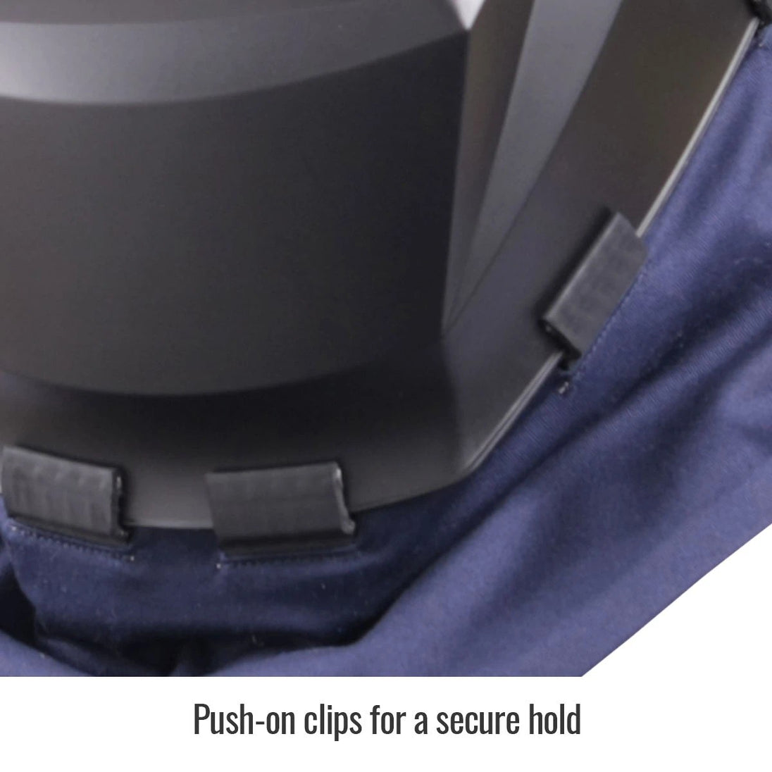Push-on clips for a secure hold — Black Stallion AH2140-NS helmet bib