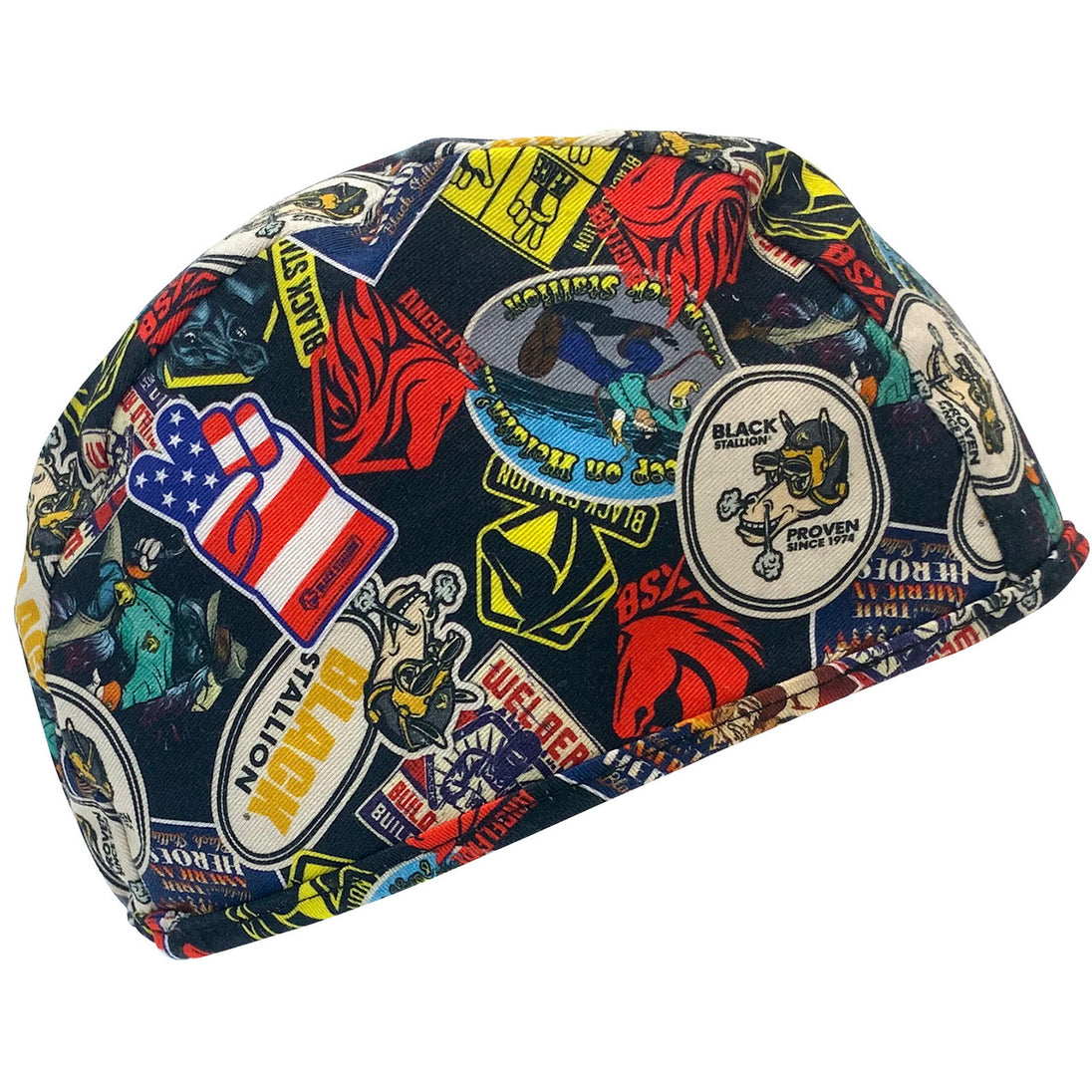 Black Stallion BC5B-SC Sticker Collection Beanie Cap