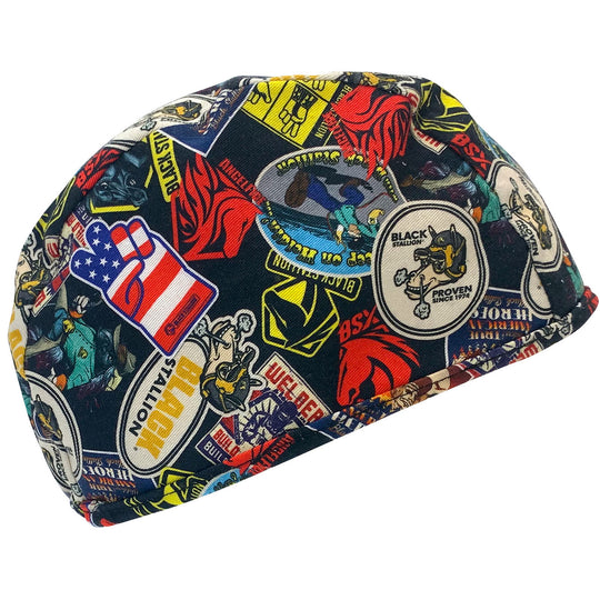 Black Stallion BC5B-SC Sticker Collection Beanie Cap