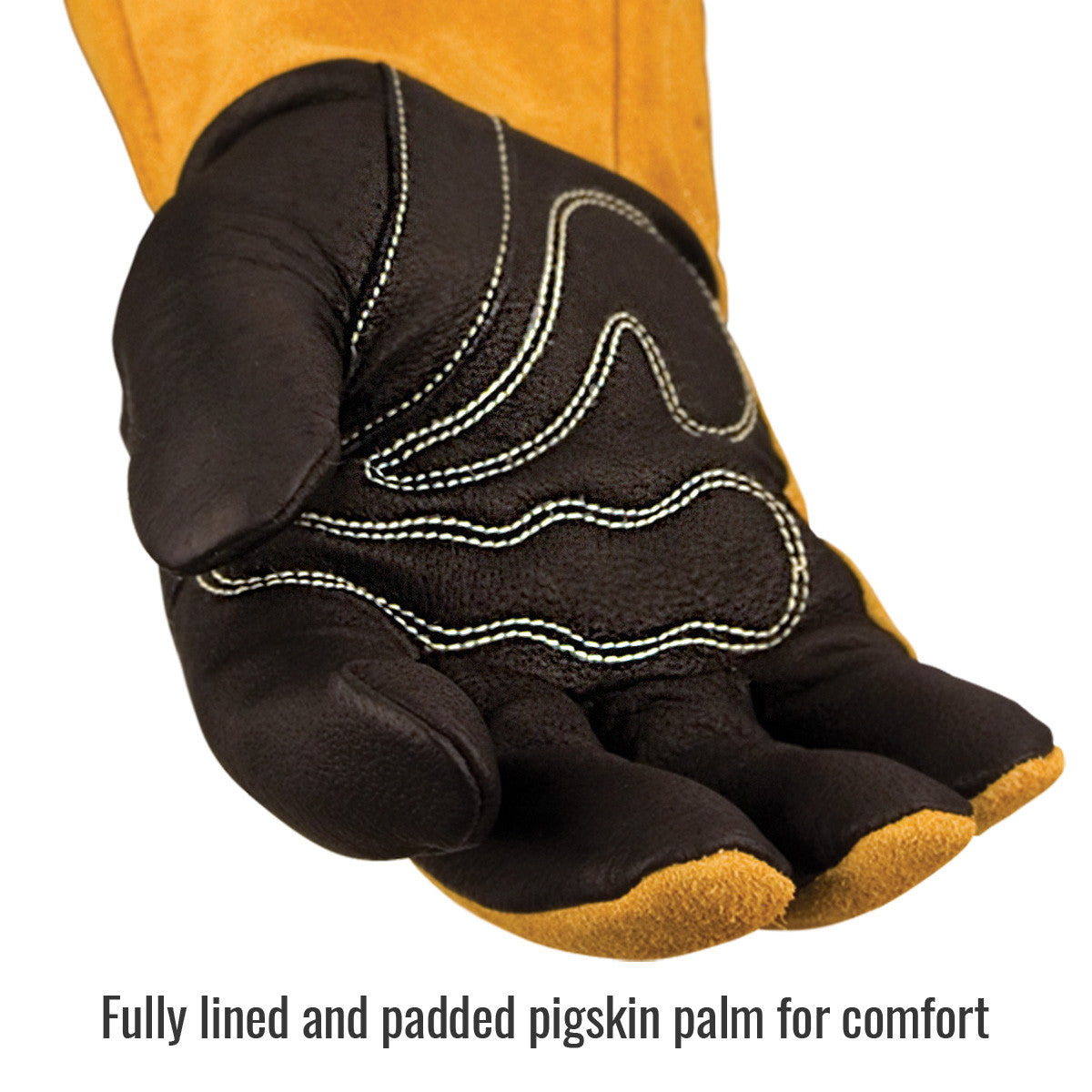 Fully lined and padded pigskin palm for comfort — Black Stallion BM88 mig glove