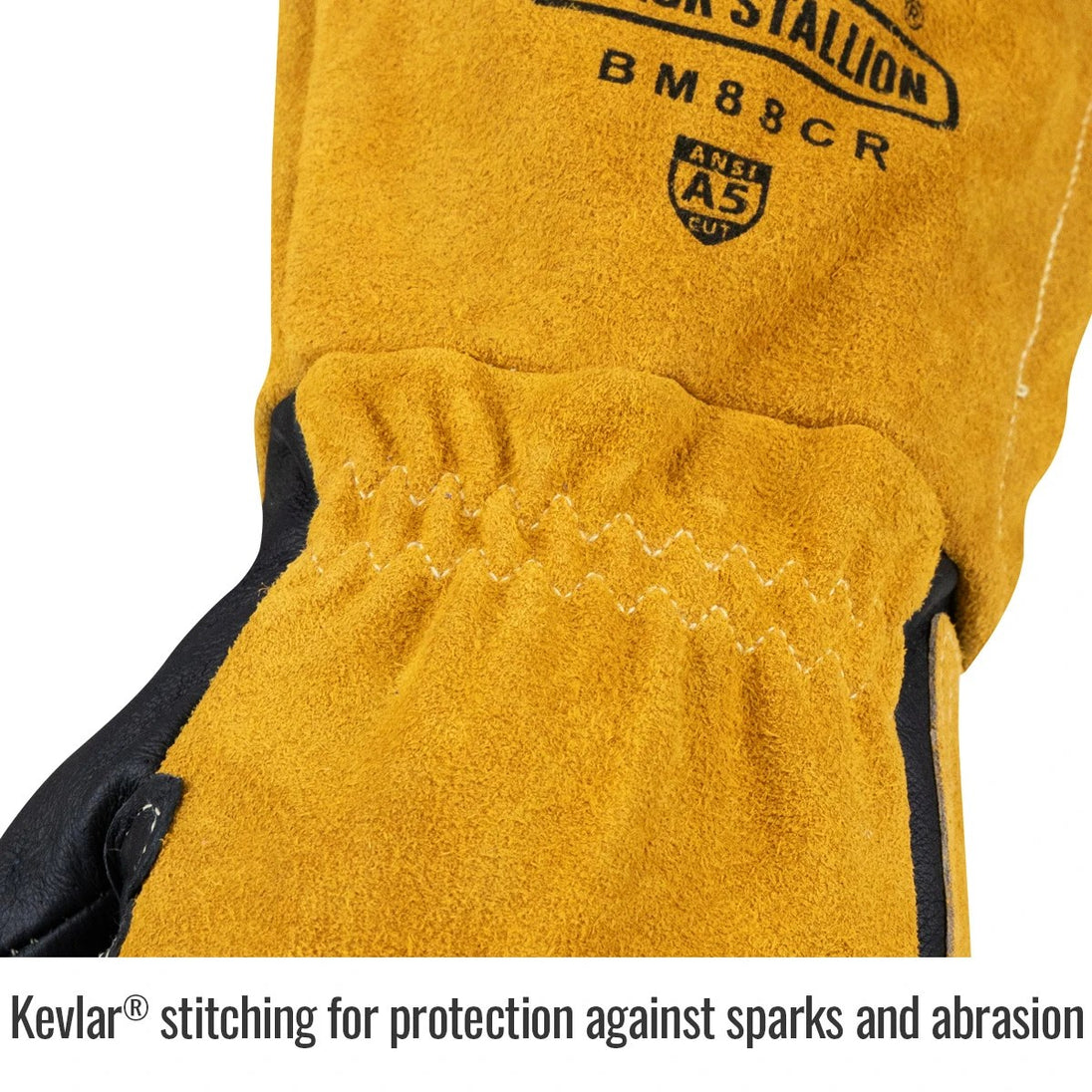 Kevlar® stitching for protection against sparks and abrasion — Black Stallion BM88CR welding gloves