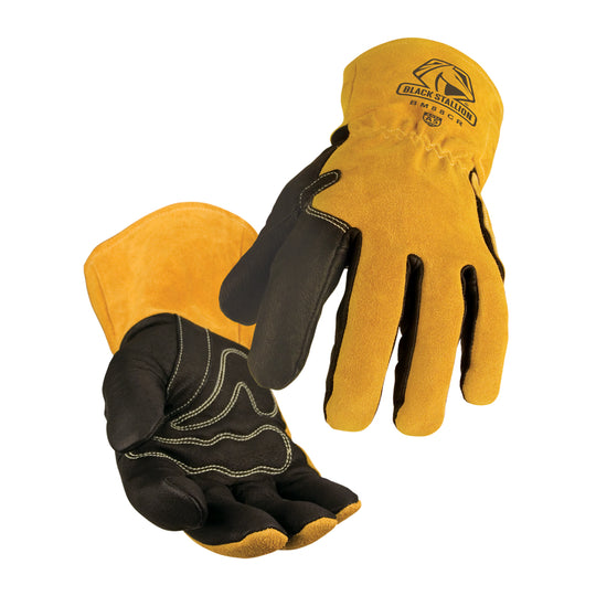 Black Stallion BM88CR Premium Grain Pigskin Palm, Cowhide Back A5 Cut Resistant MIG Welding Gloves