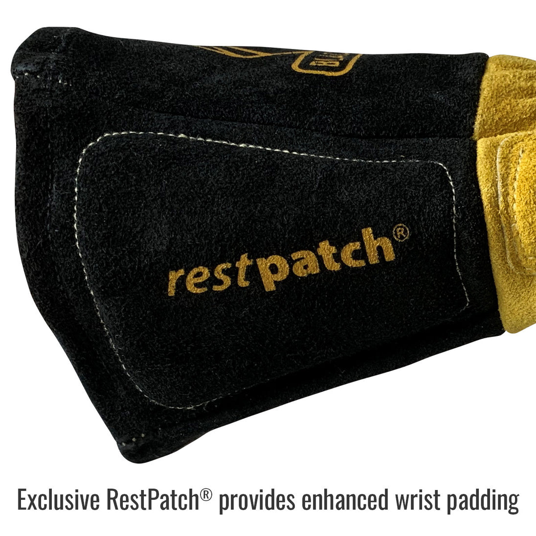 Exclusive RestPatch® provides enhanced wrist padding — Black Stallion BT88 welding gloves