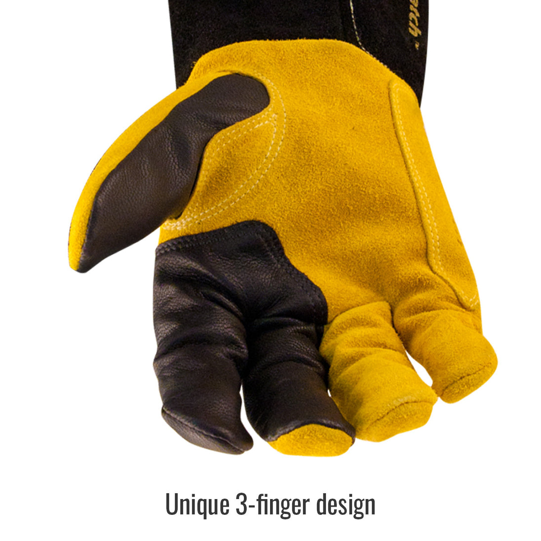 Unique 3-finger design — Black Stallion BT88 welding gloves