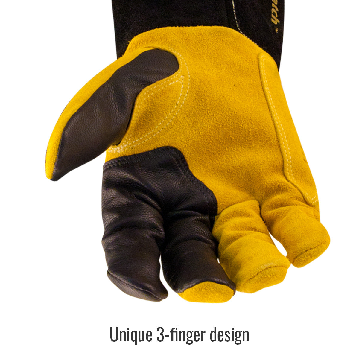 Unique 3-finger design — Black Stallion BT88 welding gloves