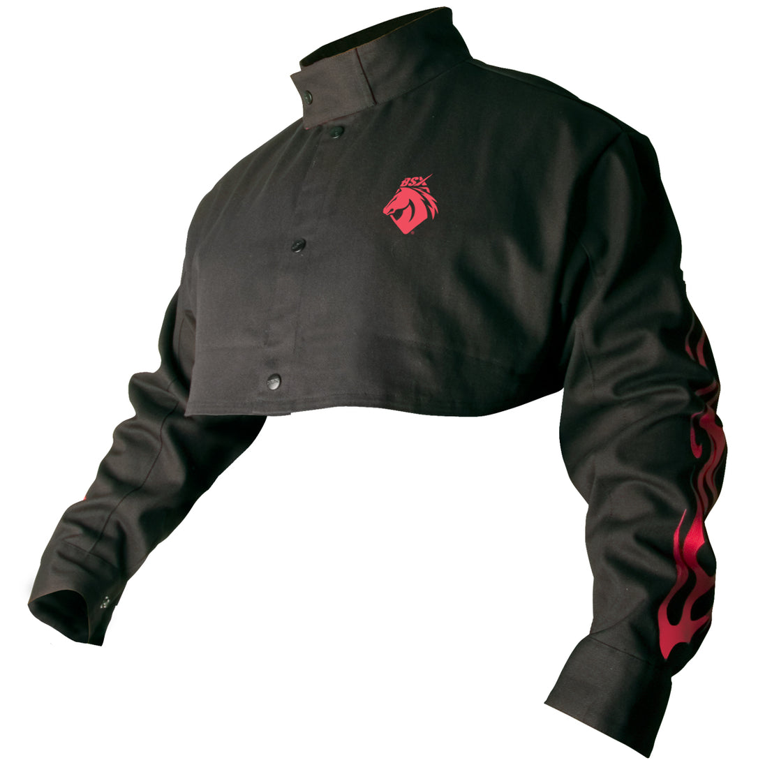 Black Stallion BX21CS BSX FR Welding Cape Sleeve With Red Flames, Black