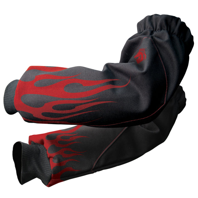 Black Stallion BX9-19S-BK BSX Red Flames Reinforced FR Sleeves, Black