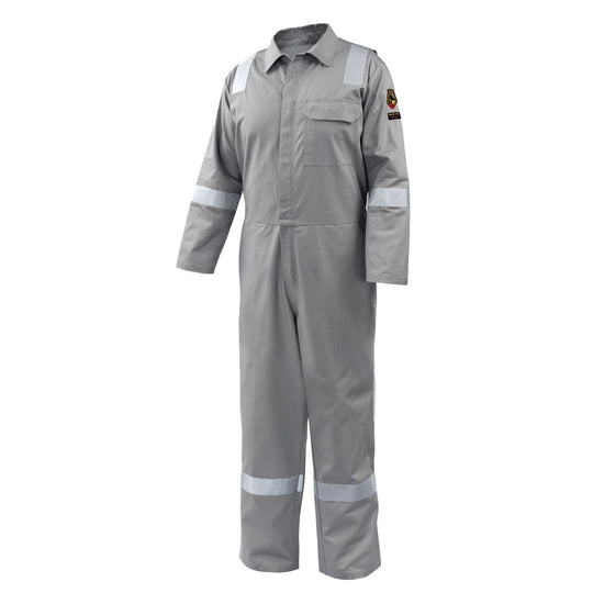 Black Stallion CF2118-GY 7 oz FR Cotton Reflective Coveralls (NFPA 2112 / 70E), Gray