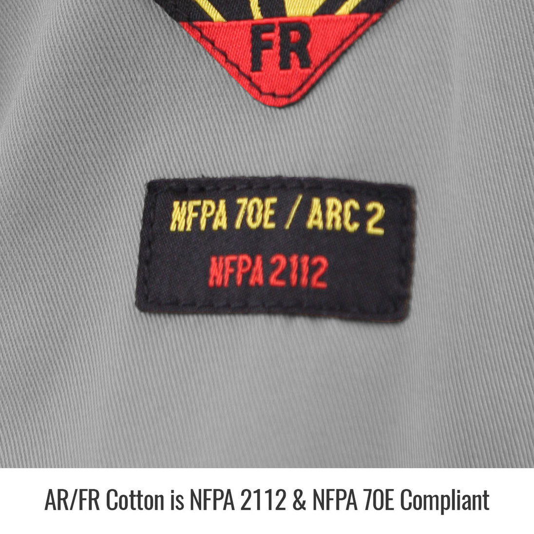 Ar/fr Cotton is NFPA 2112 & NFPA 70E Compliant — Black Stallion CF2118-GY reflective coveralls