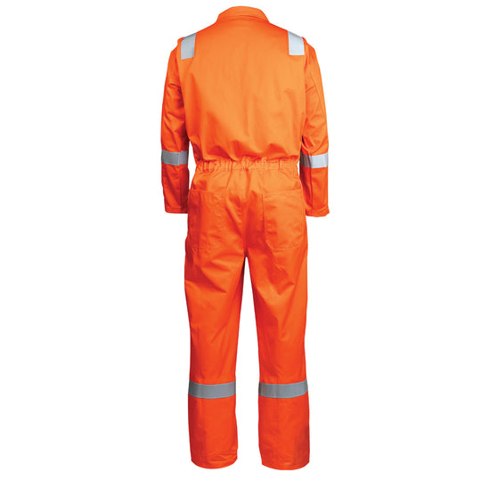 Back view of the Black Stallion CF2118-OR reflective coveralls