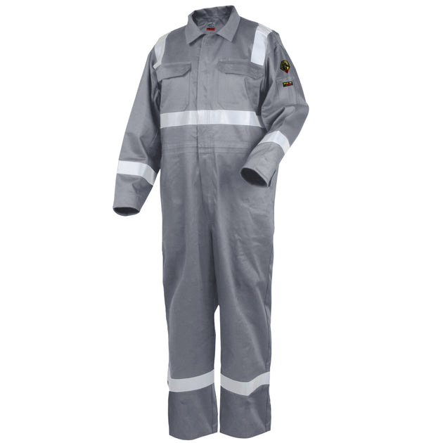 Black Stallion CF2216-GY 9 oz FR Cotton Reflective Coveralls (NFPA 2112 / 70E), Gray