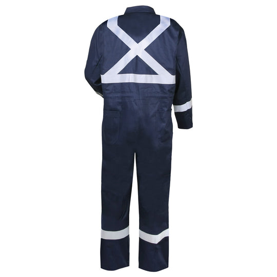 Back view of the Black Stallion CF2216-NV reflective coveralls