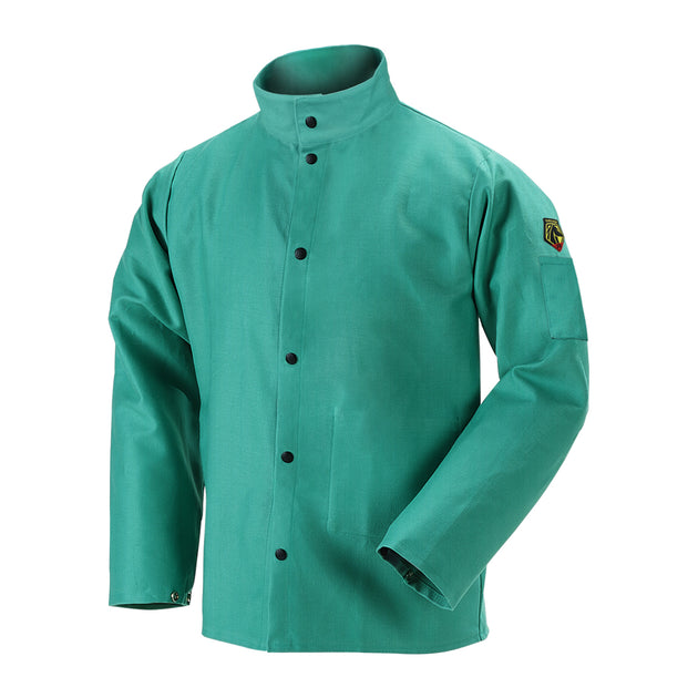 Black Stallion F9-30C 9oz. Flame-Resistant Cotton Welding Jacket, Green, 30" length