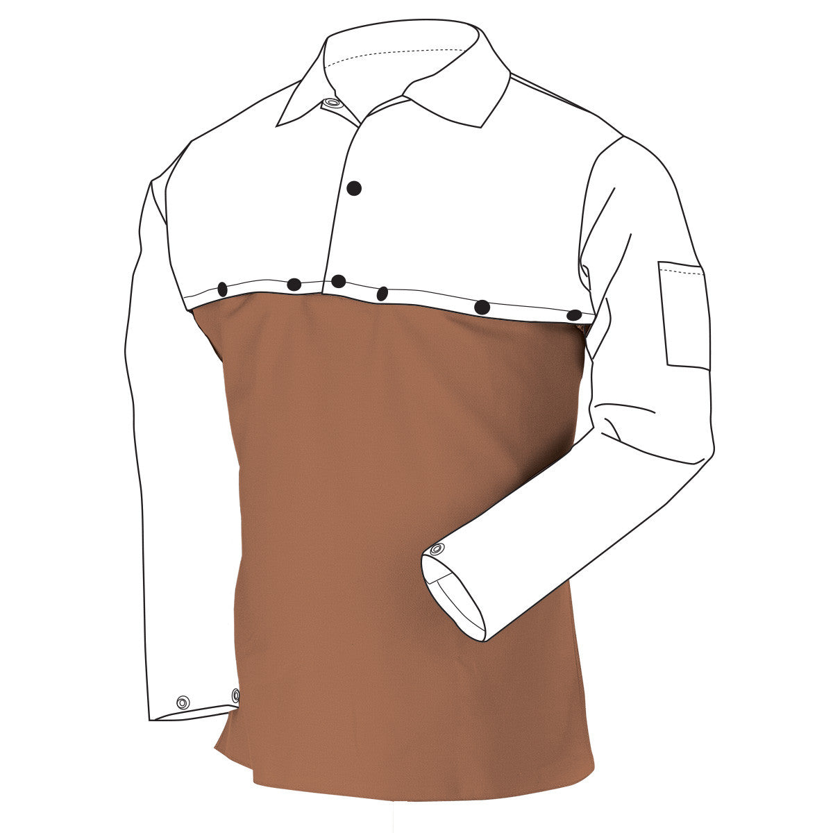 Black Stallion FB2-20B 12 oz FR Cotton 20 Inch Bib For Cape Sleeve, Brown