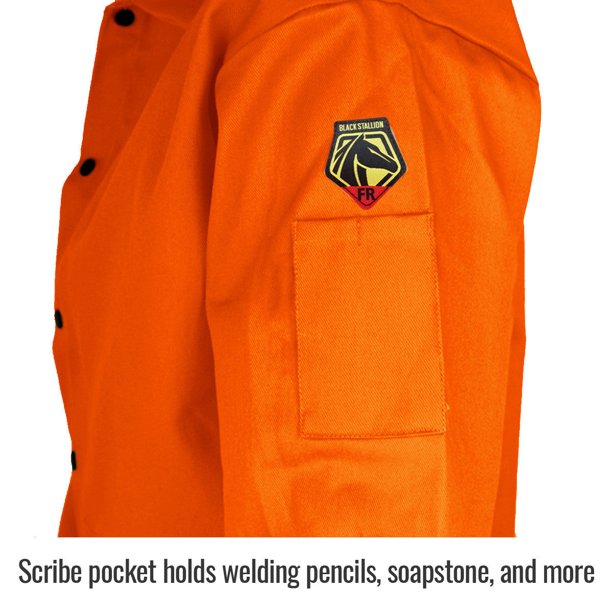 Scribe pocket holds welding pencils, soapstone, and more — Black Stallion FO9-30C inch jacket