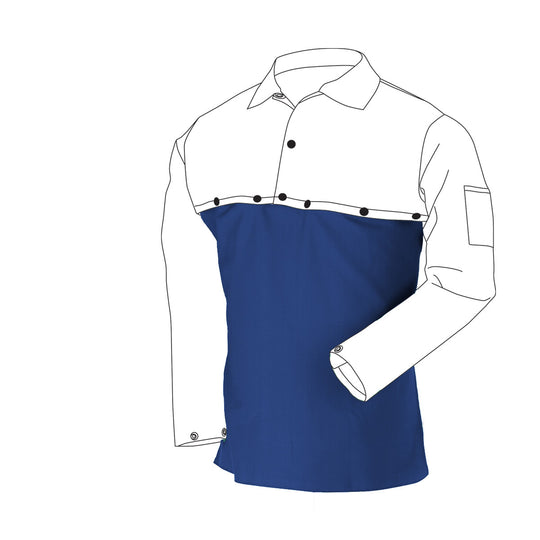 Black Stallion FRB9-20B 9 oz FR Cotton 20 Inch Bib For Cape Sleeve, Royal Blue