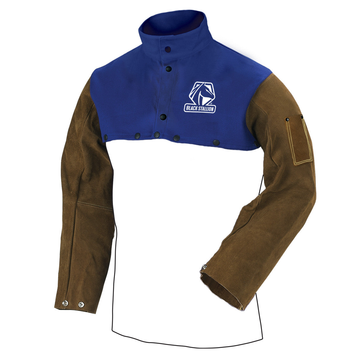 Black Stallion FRB9-21CS-BS 9 oz FR Hybrid Cape Sleeve With Brown Split Cowhide Sleeve, Royal Blue