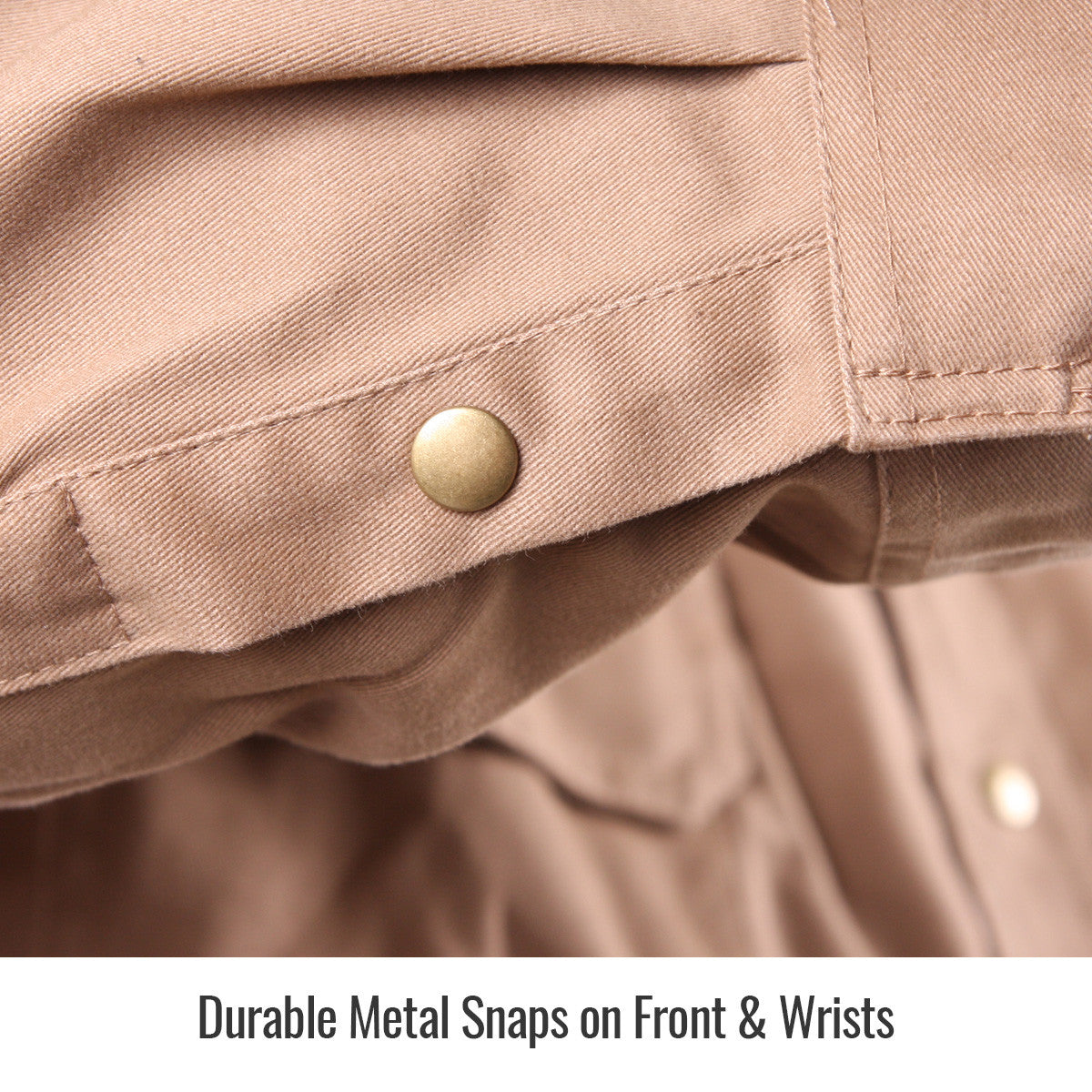 Durable Metal Snaps on Front & Wrists — Black Stallion FS7-KHK work shirt