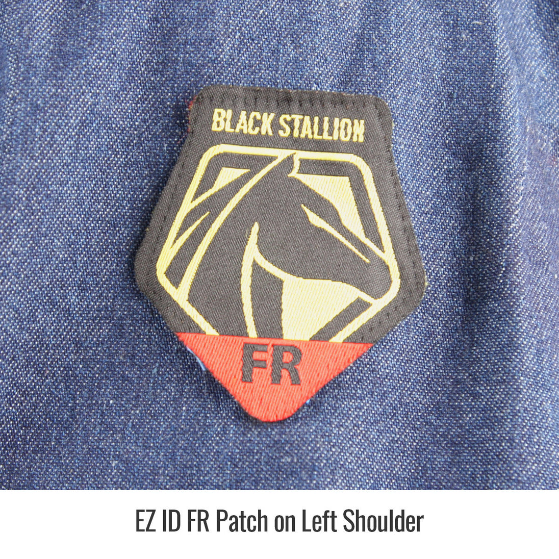 EZ ID FR Patch on left shoulder — Black Stallion FS8-DNM work shirt