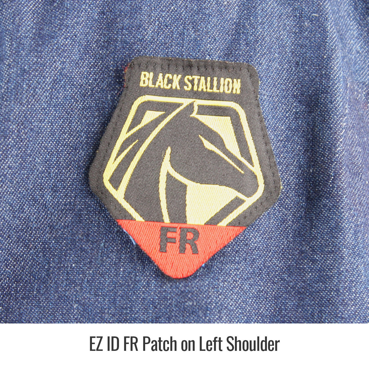 EZ ID FR Patch on left shoulder — Black Stallion FS8-DNM work shirt